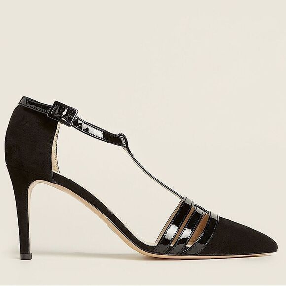 Bruno Magli Cassia Black Leather T Strap Heels - Picture 3 of 8